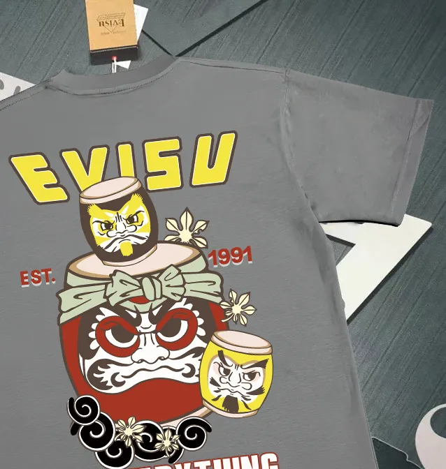 Evisu 2025New Arrival T ⚠ Quality⚠ Same Style T 。 ，Black S-XXL，White S-XXL，Gray M-XXL，Red S-XXL， Red M-XXL